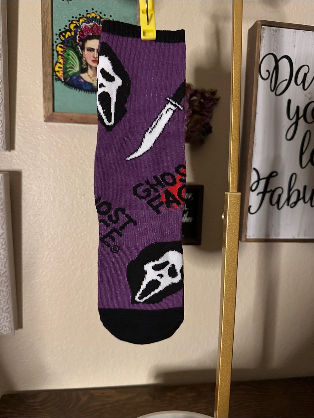 Ghost Face Purple Quarter crew socks - Picture 2 of 3